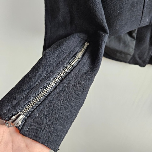 Blank NYC Crepe Mesh Mixed Media Moto Jacket L Black Double Zip‎ - Picture 10 of 14